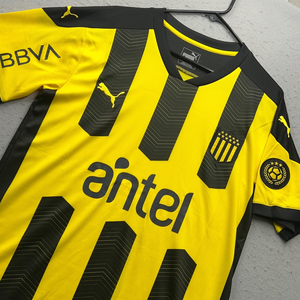 Puma Peñarol Home Jersey Men Medium Yellow Black Striped Soccer Shirt Antel BBVA